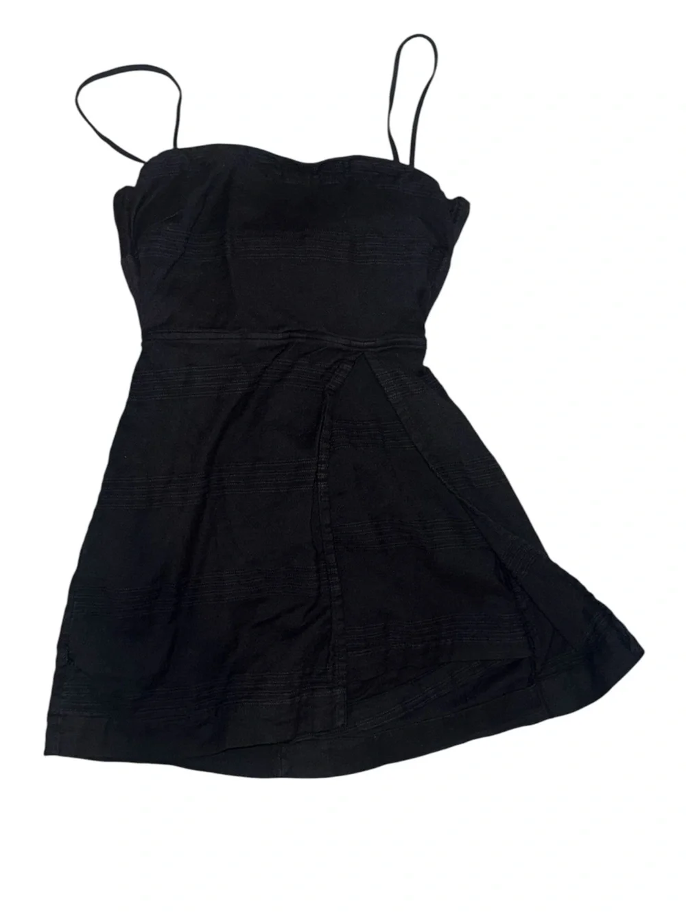 Free People Black Mini Dress Tie Back Linen Blend Romper Medium - Picture 3 of 5